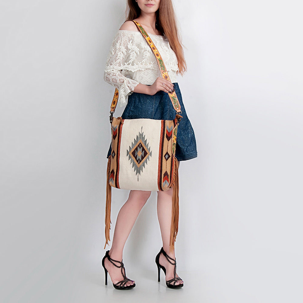 American Darling Messenger Bag Saddle Blanket Fabric Genuine Leather Western Women Handbag Purse | Cute