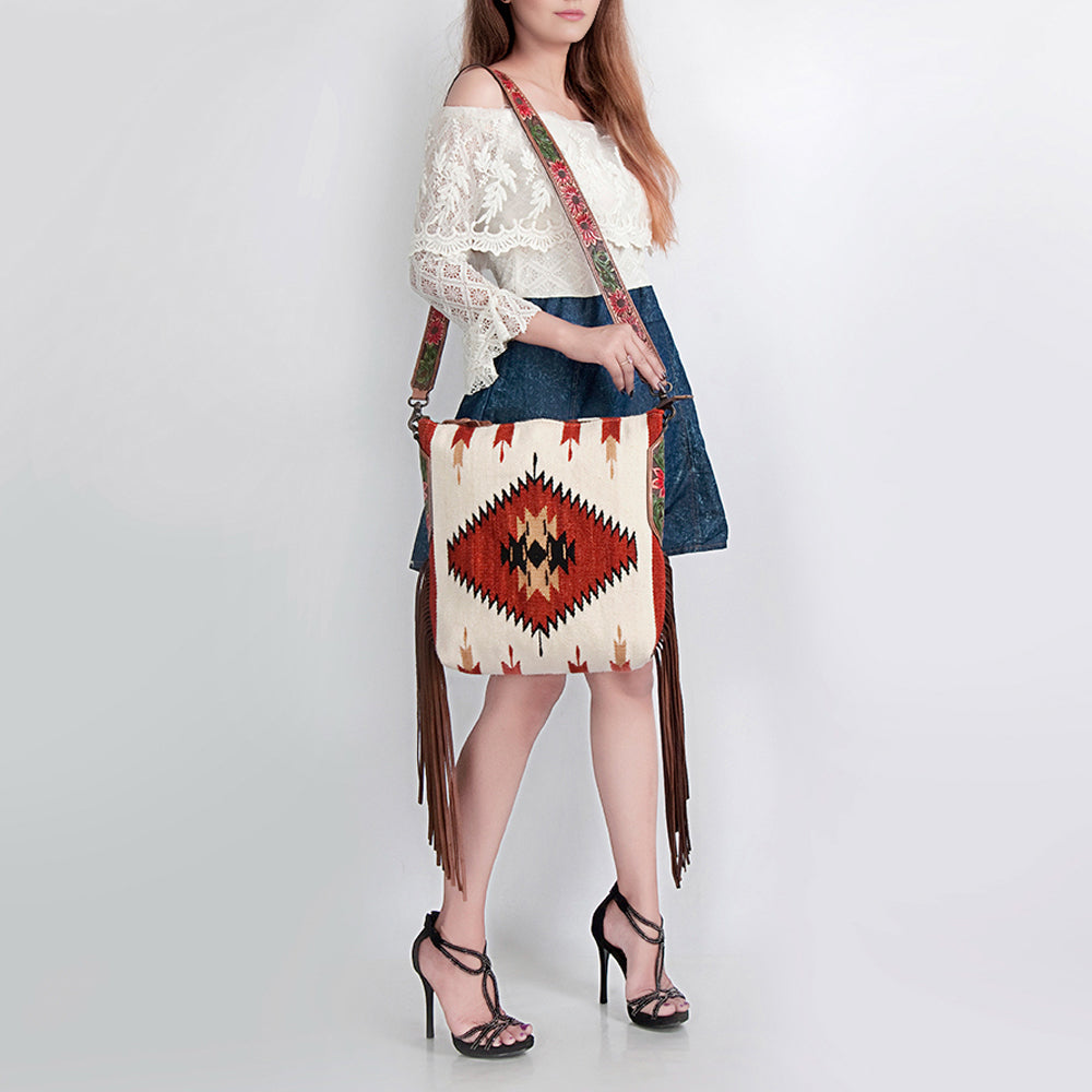 American Darling Messenger Bag Saddle Blanket Fabric Genuine Leather Western Women Handbag Purse | Cute