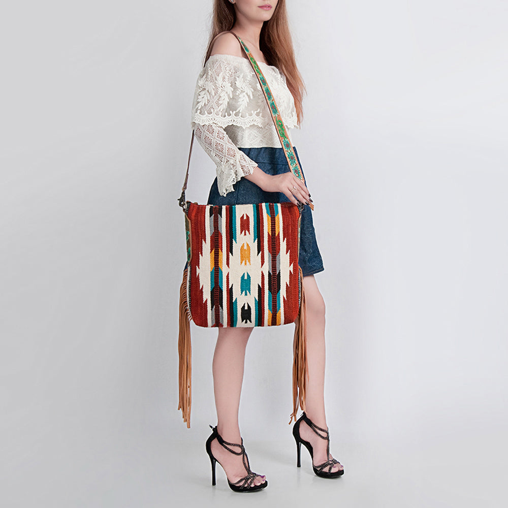 American Darling Messenger Bag Saddle Blanket Fabric Genuine Leather Western Women Handbag Purse | Cute