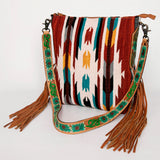 American Darling Messenger Bag Saddle Blanket Fabric Genuine Leather Western Women Handbag Purse | Cute