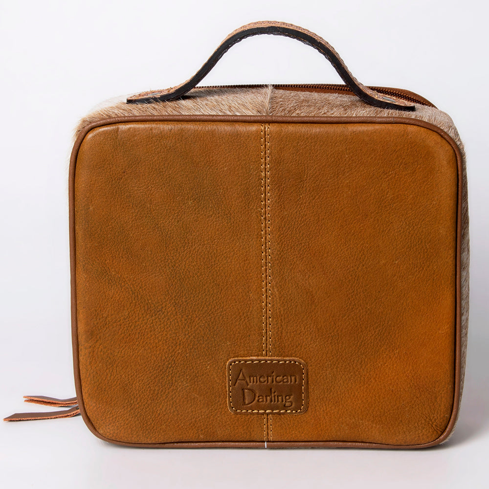 American Darling Jewelry Case Hand Tooled Hair-On Genuine Leather Women Bag Western Handbag Purse | Organizer for Travel