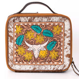 American Darling Jewelry Case Hand Tooled Hair-On Genuine Leather Women Bag Western Handbag Purse | Organizer for Travel