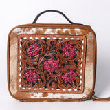 American Darling Jewelry Case Hand Tooled Hair-On Genuine Leather Women Bag Western Handbag Purse | Organizer for Travel