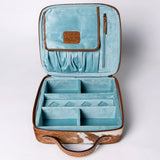 American Darling Jewelry Case Hand Tooled Hair-On Genuine Leather Women Bag Western Handbag Purse | Organizer for Travel