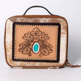 American Darling Jewelry Case Hand Tooled Hair-On Genuine Leather Women Bag Western Handbag Purse | Organizer for Travel