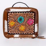 American Darling Jewelry Case Hand Tooled Hair-On Genuine Leather Women Bag Western Handbag Purse | Organizer for Travel
