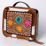 American Darling Jewelry Case Hand Tooled Hair-On Genuine Leather Women Bag Western Handbag Purse | Organizer for Travel