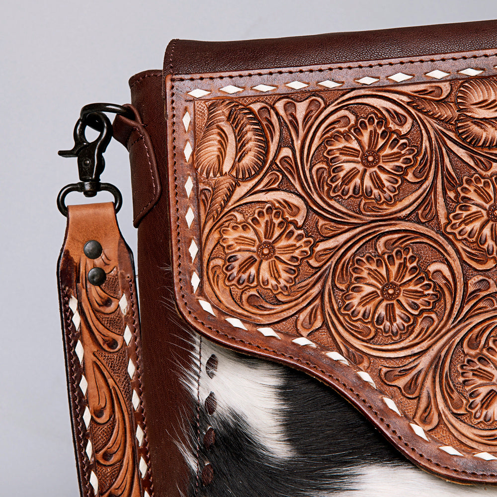 American Darling Cross Body Hand Tooled Hair on-Genuine Leather Western Women Bag Handbag Purse | Crossbody for Cute