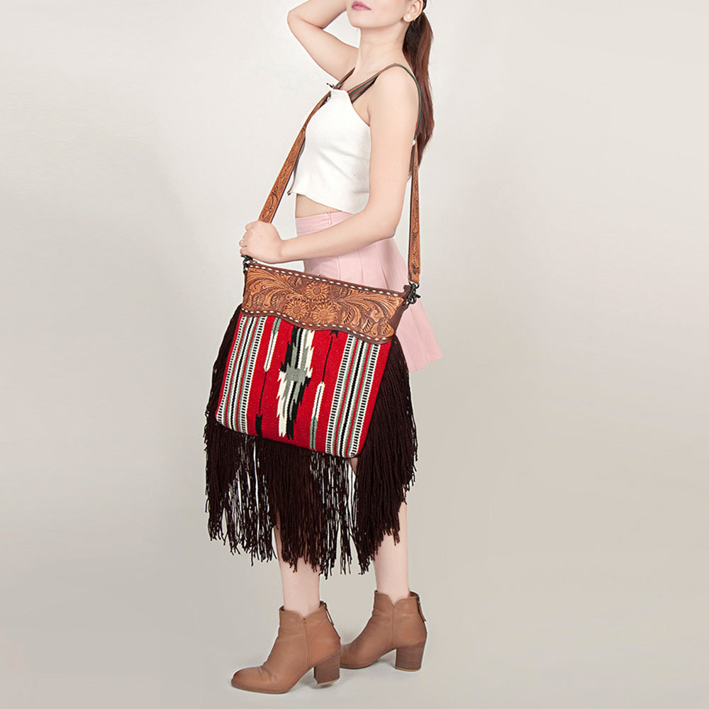American Darling Signature Crossbody Hand Tooled Saddle Blanket Genuine Leather Women Bag Western Handbag Purse