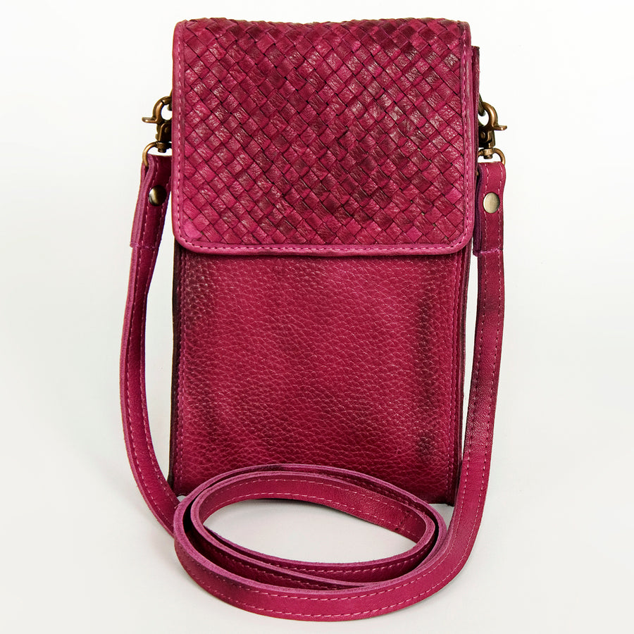 Never Mind Nmbgm134C Cell Phone Holder Vintage Handmade Genuine Cowhide Leather Women Bag Western Handbag Purse