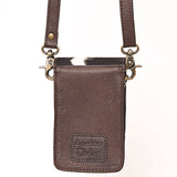 American Darling ADBGF110C Cell Phone Holder Hand Tooled Hair-On Genuine Leather Women Bag Western Handbag Purse