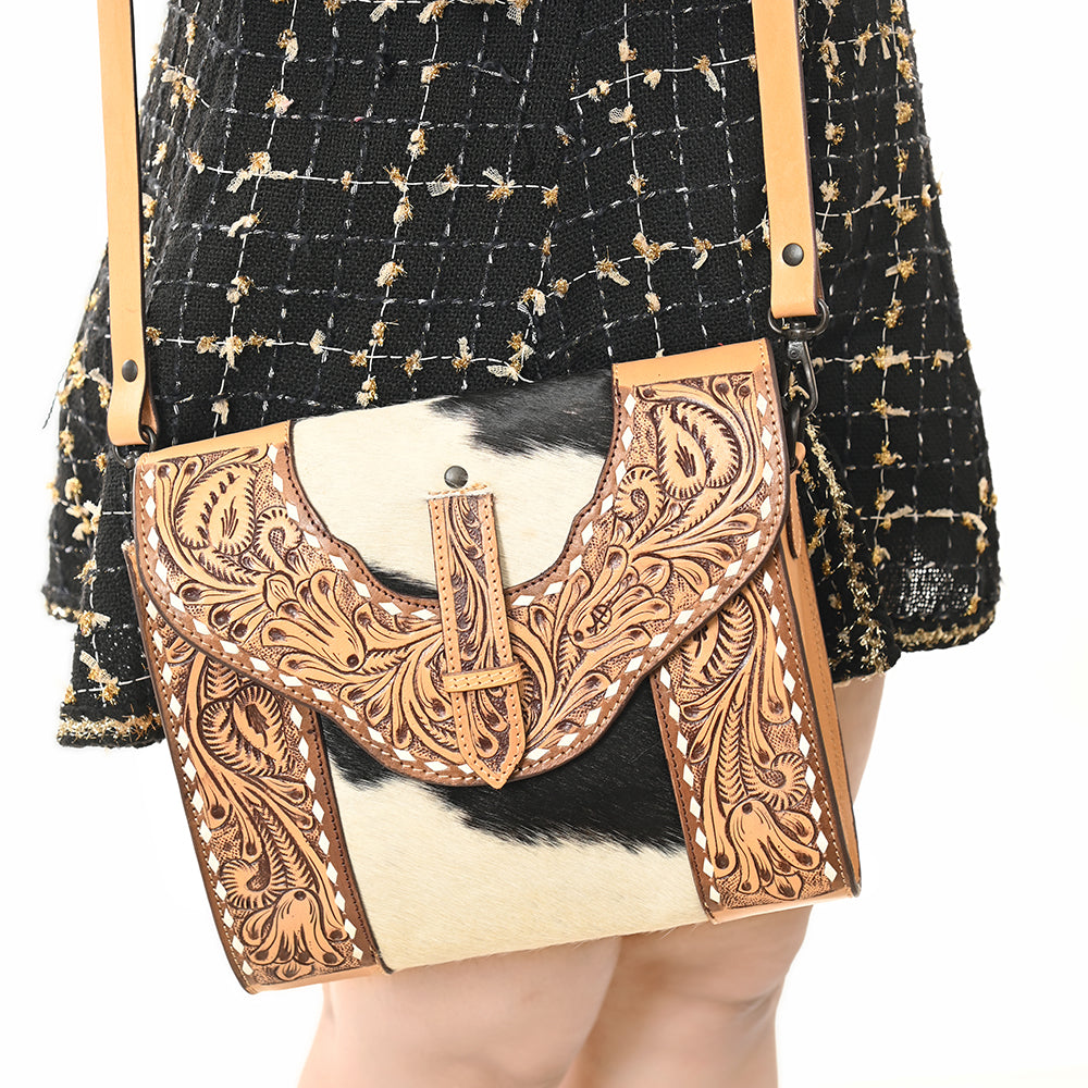 American Darling Crossbody Hand Tooled Hair-On Genuine Leather Women Bag Western Handbag Purse