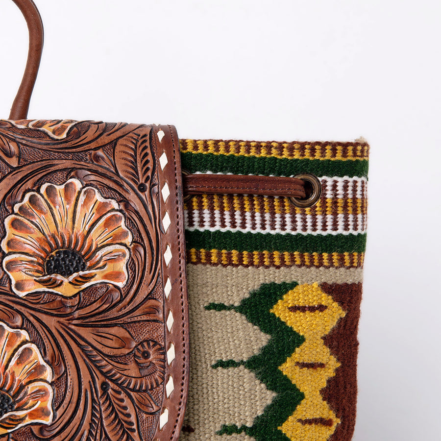 American Darling Backpack Saddle Blanket Hand Tooled Genuine Leather Women Bag Western Handbag Purse