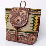 American Darling Backpack Saddle Blanket Hand Tooled Genuine Leather Women Bag Western Handbag Purse