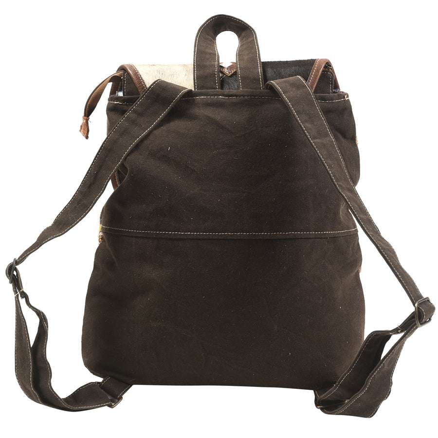 OHLAY Backpack Hand Tooled Upcycled Canvas Hair-On Genuine Leather Women Bag Western Handbag Purse Womens Handbags