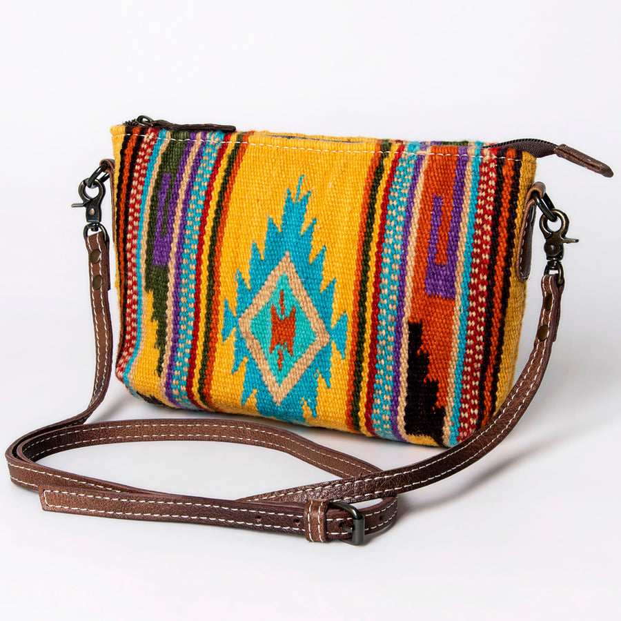 American Darling Handwoven Saddle Blanket Western Crossbody Bag Genuine Leather - Uhorse
