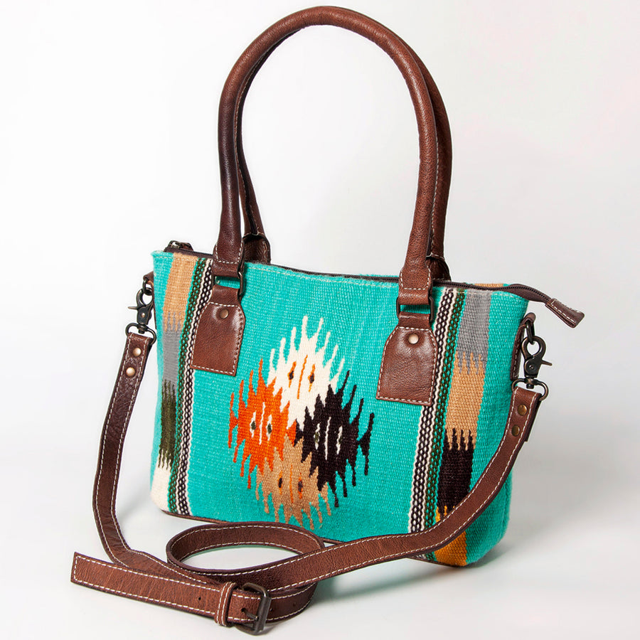 American Darling Western Saddle Blanket Tote Bag Genuine Leather Trim - Uhorse