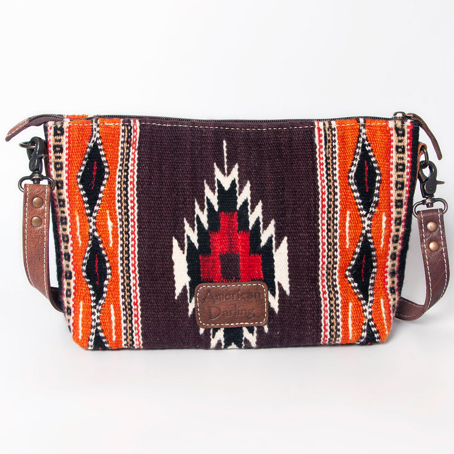 American Darling Western Crossbody Bag – Handwoven Saddle Blanket with Genuine Leather Trim, Compact Everyday Purse