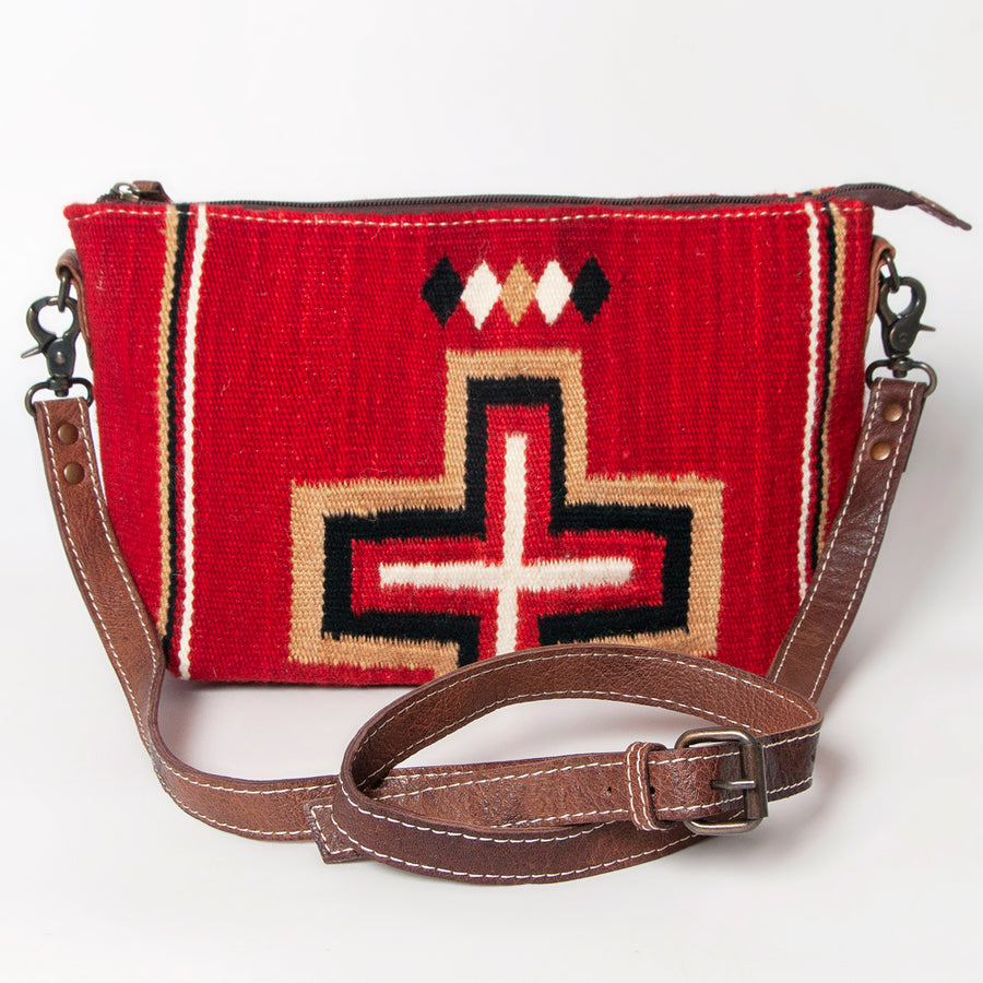 American Darling Western Crossbody Bag – Handwoven Saddle Blanket with Genuine Leather Trim, Compact Everyday Purse