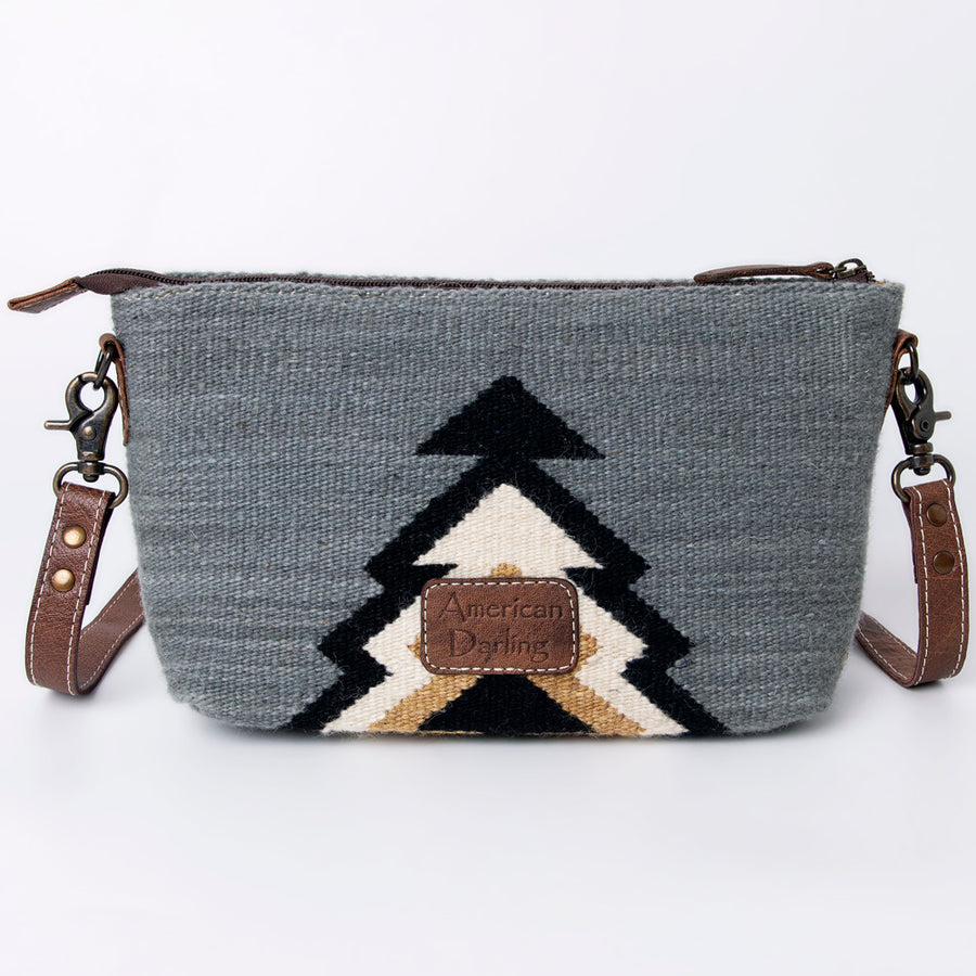 American Darling Western Crossbody Bag – Handwoven Saddle Blanket with Genuine Leather Trim, Compact Everyday Purse