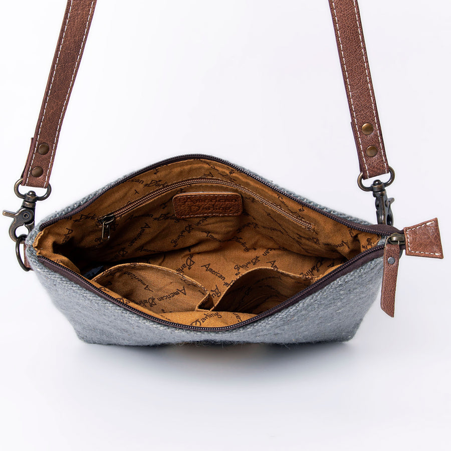 American Darling Western Crossbody Bag – Handwoven Saddle Blanket with Genuine Leather Trim, Compact Everyday Purse