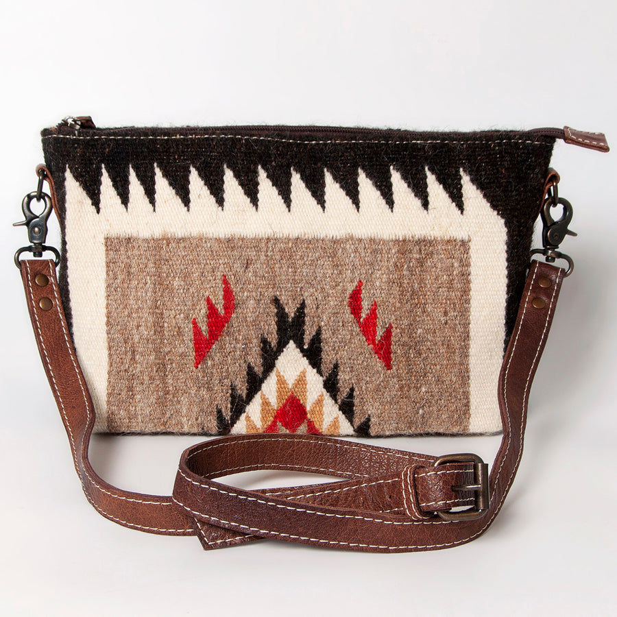American Darling Western Crossbody Bag – Handwoven Saddle Blanket with Genuine Leather Trim, Compact Everyday Purse