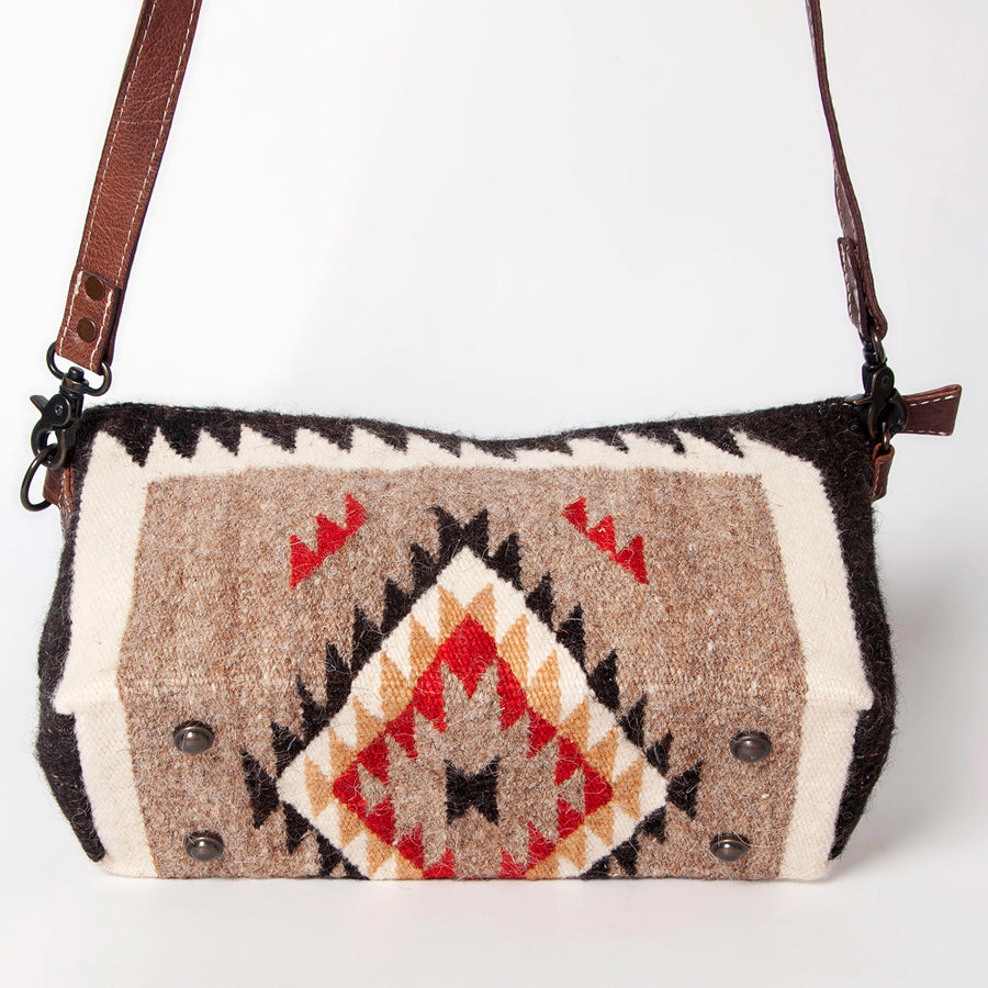 American Darling Western Crossbody Bag – Handwoven Saddle Blanket with Genuine Leather Trim, Compact Everyday Purse
