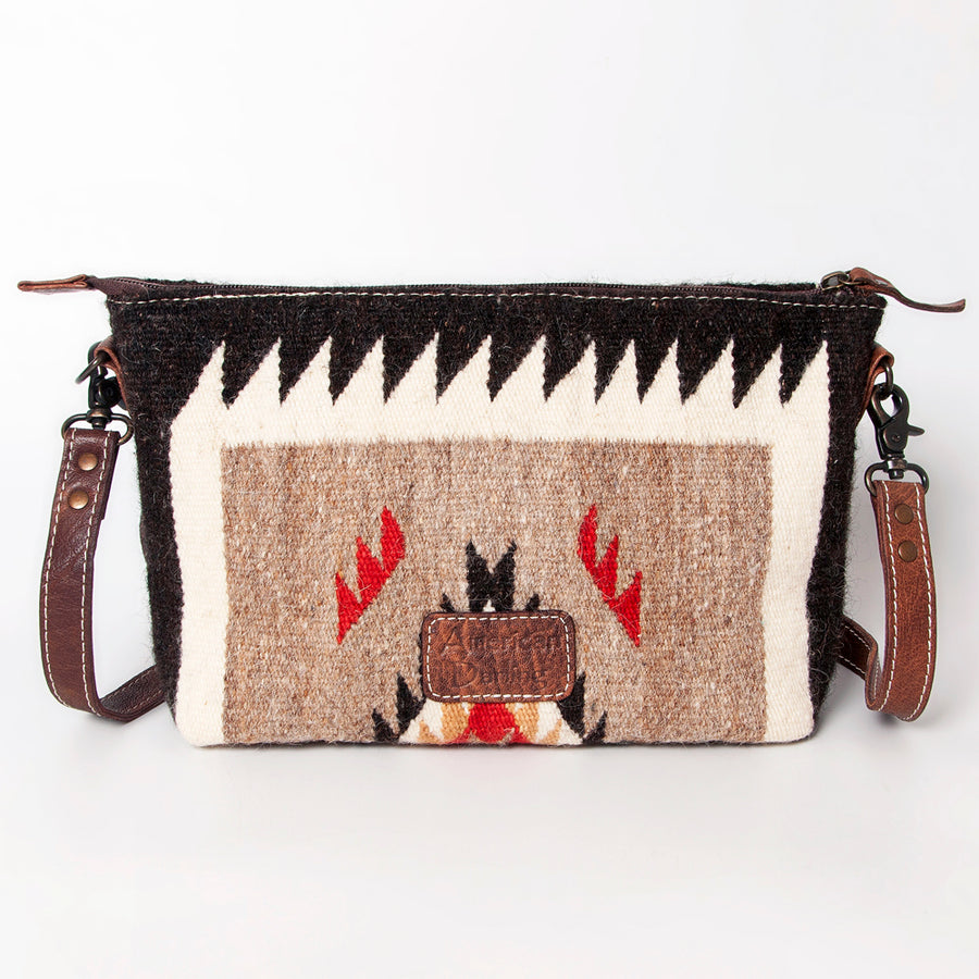 American Darling Western Crossbody Bag – Handwoven Saddle Blanket with Genuine Leather Trim, Compact Everyday Purse