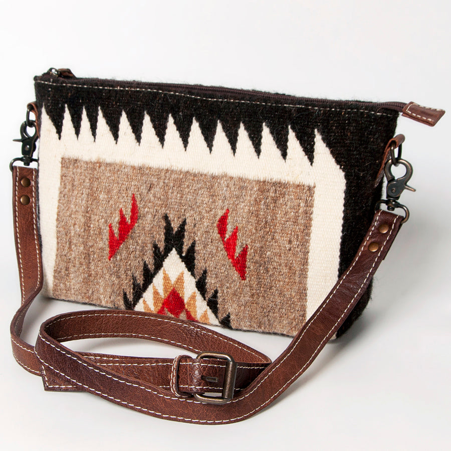 American Darling Handwoven Saddle Blanket Crossbody Bag Genuine Leather Trim - Uhorse