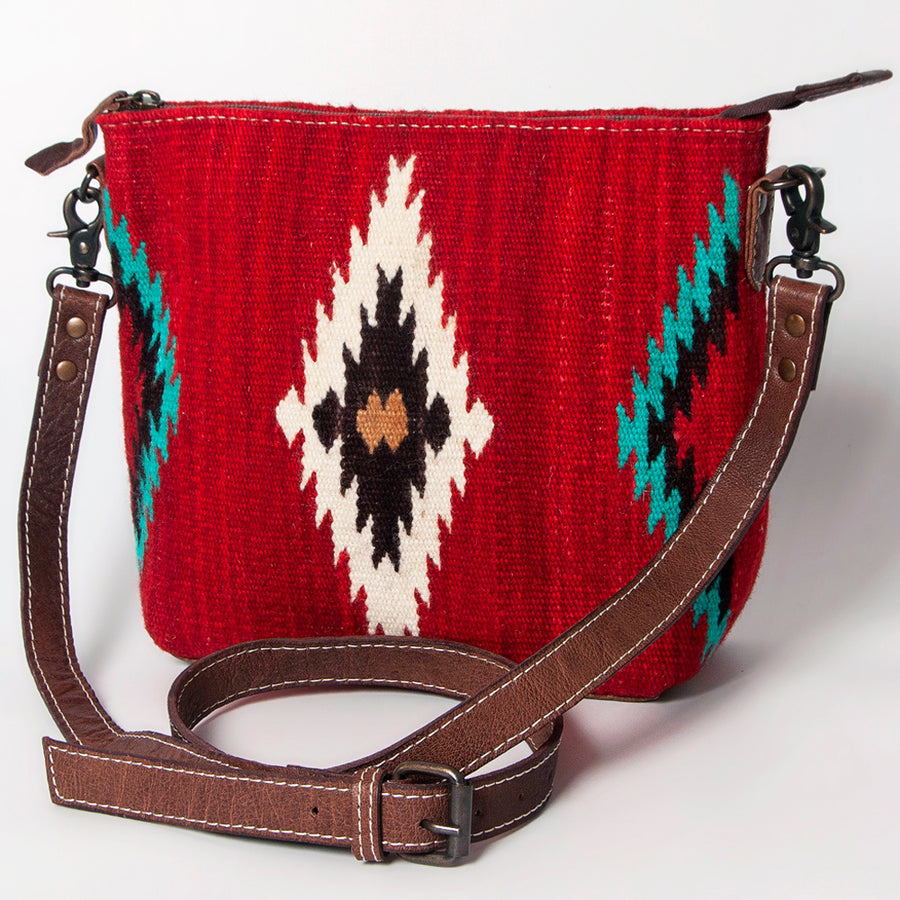 American Darling Handwoven Saddle Blanket Crossbody Bag Genuine Leather - Uhorse