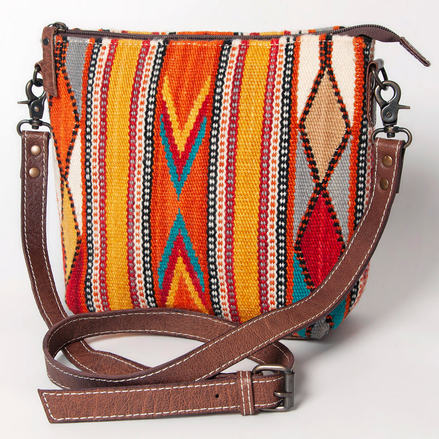 American Darling Handwoven Saddle Blanket Crossbody Bag Genuine Leather - Uhorse