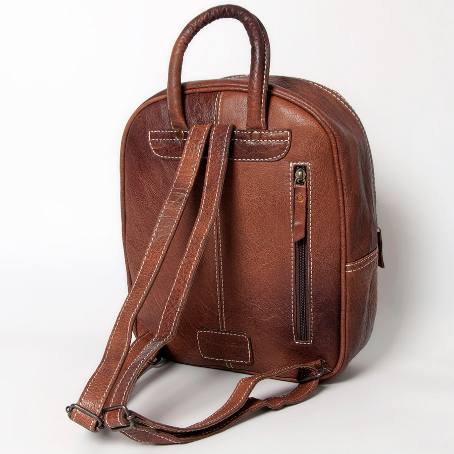 American Darling Western Backpack – Handwoven Saddle Blanket Front with Genuine Leather Body, Everyday Travel and Work Bag