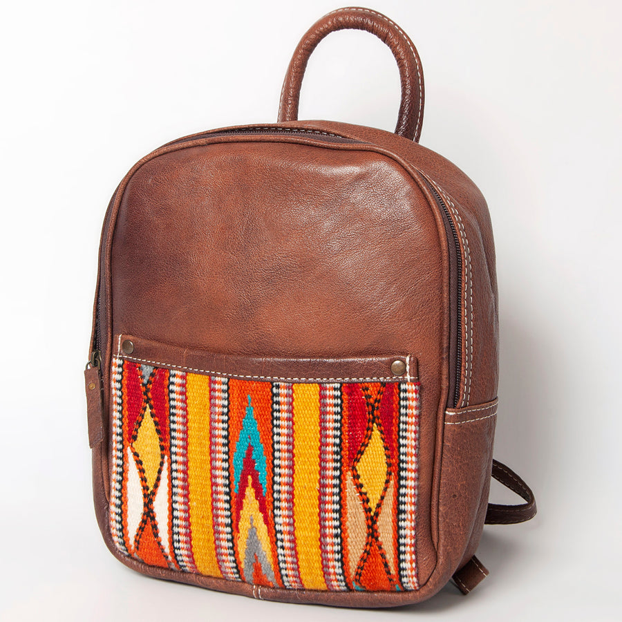 American Darling Handwoven Saddle Blanket Leather Backpack - Western Genuine Leather - Uhorse