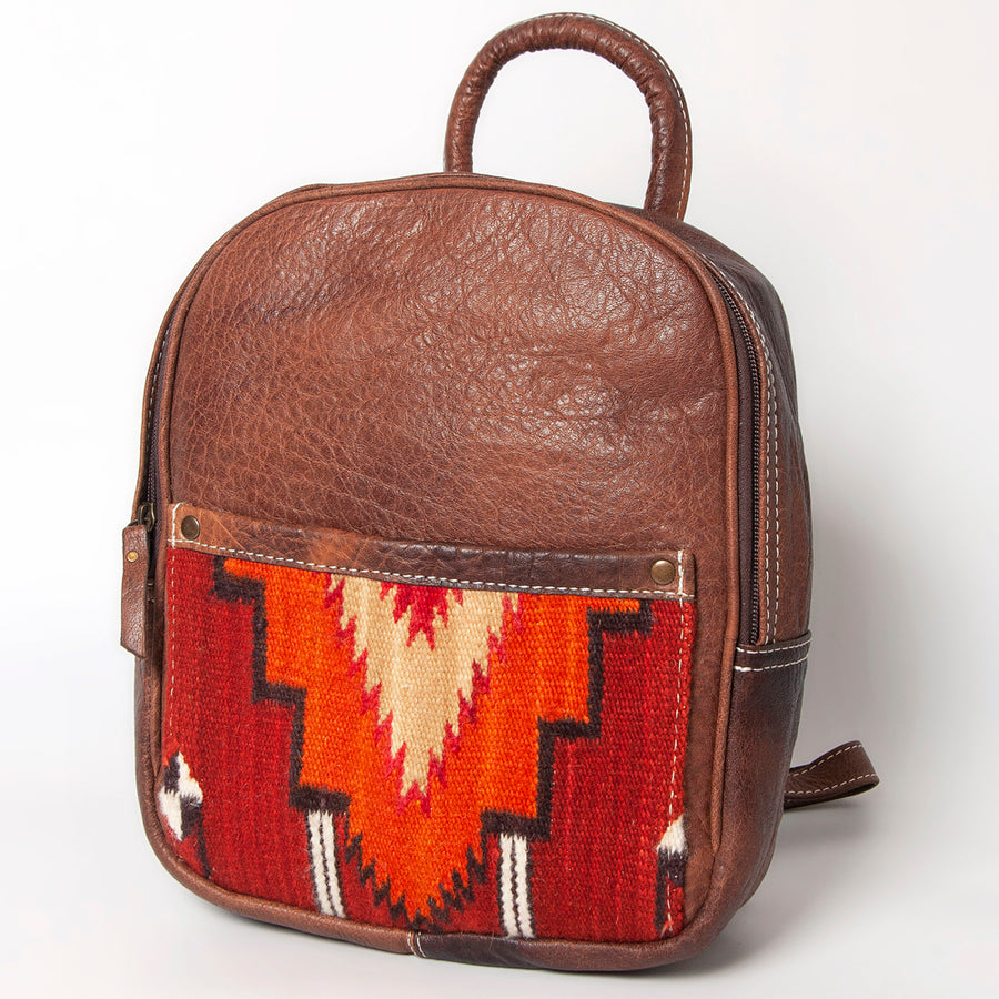 American Darling Handwoven Saddle Blanket Leather Backpack - Western Genuine Leather - Uhorse