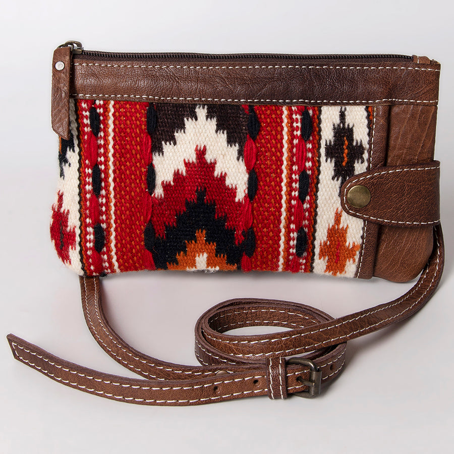 American Darling Western Crossbody Bag – Handwoven Saddle Blanket with Genuine Leather Trim, Compact Everyday Purse