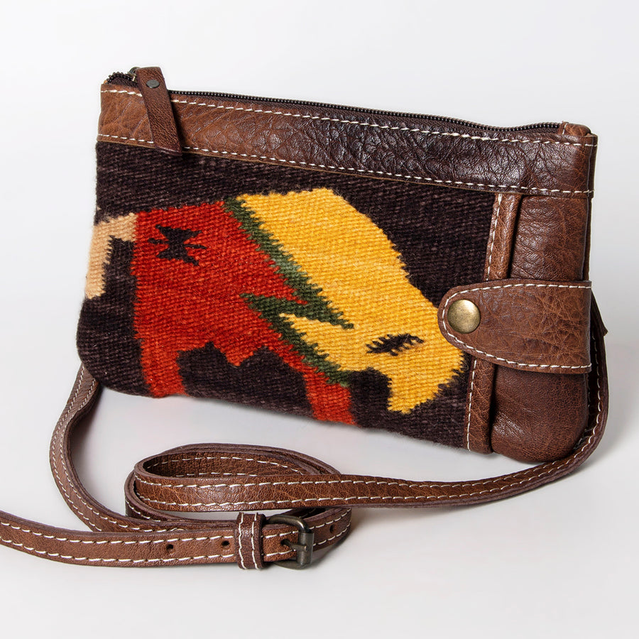 American Darling Handwoven Saddle Blanket Leather Crossbody HandBag - Western Style - Uhorse