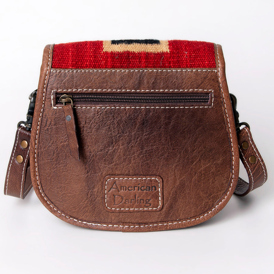 American Darling Western Crossbody Bag – Handwoven Saddle Blanket with Genuine Leather, Flap Design, Everyday Western Purse