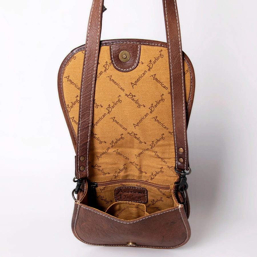 American Darling Western Crossbody Bag – Handwoven Saddle Blanket with Genuine Leather, Flap Design, Everyday Western Purse