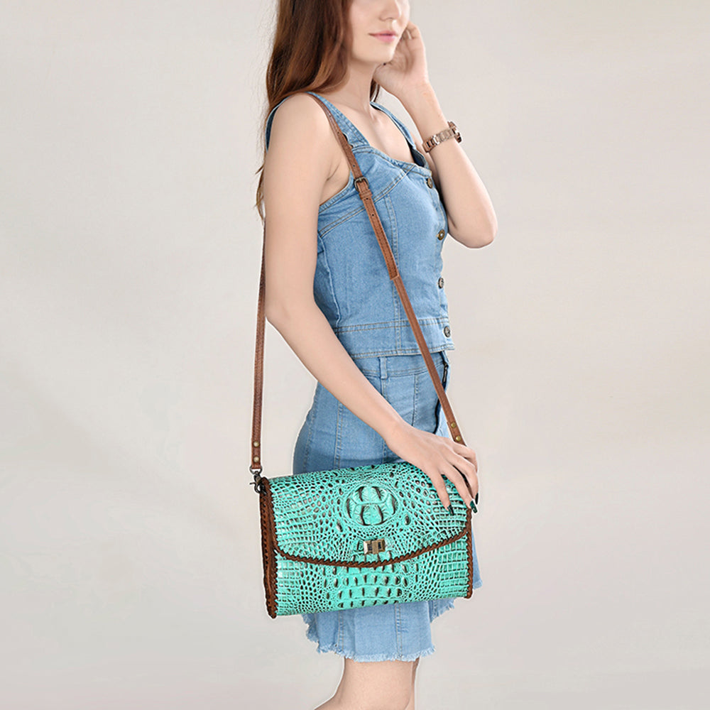 American Darling Coin Purse Crocodile embossed Genuine Leather women bag western handbag purse