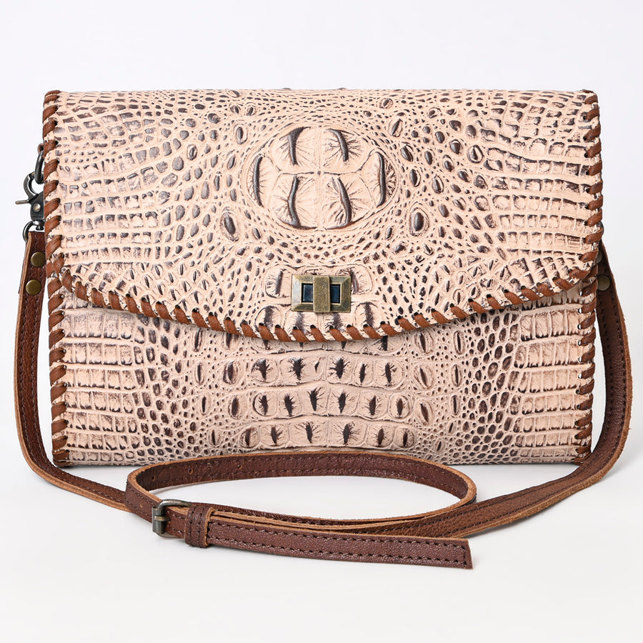 American Darling Women's Coin Purse Crocodile Embossed Genuine Leather Handbag and Ladies bag