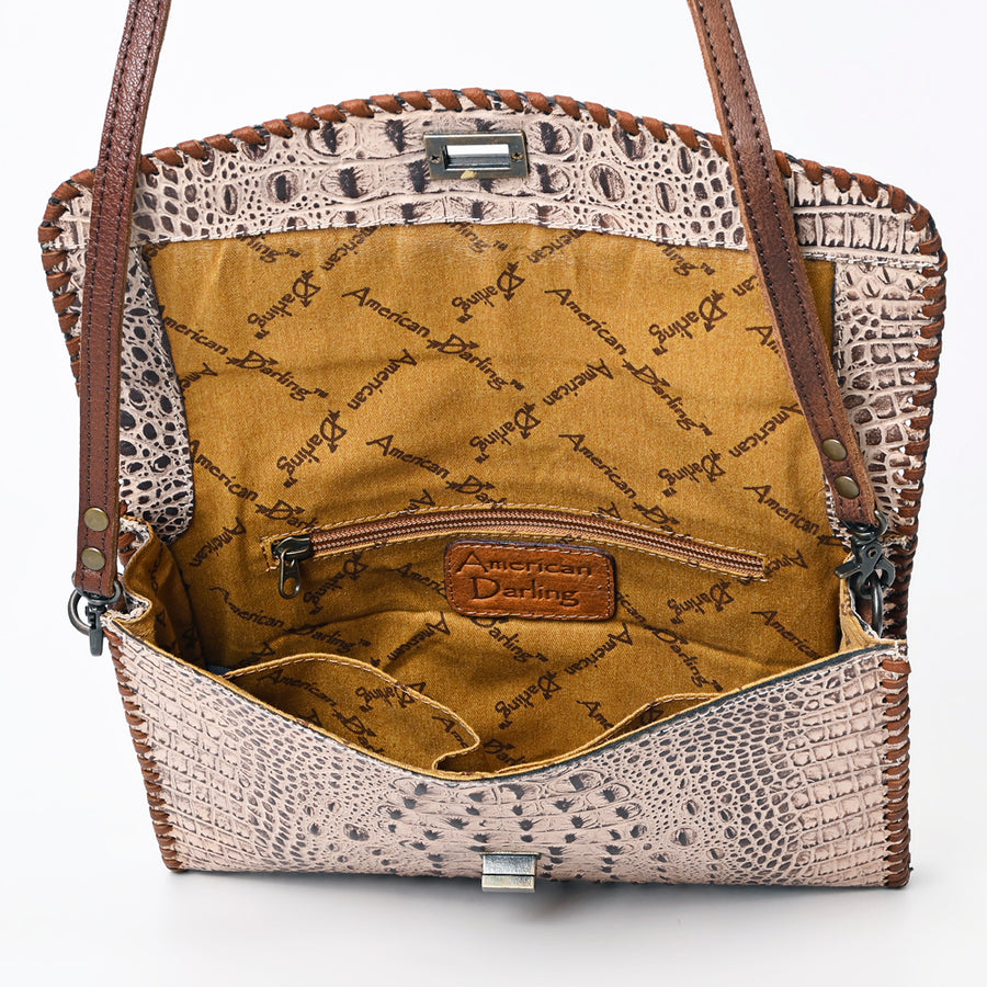 American Darling Women's Coin Purse Crocodile Embossed Genuine Leather Handbag and Ladies bag