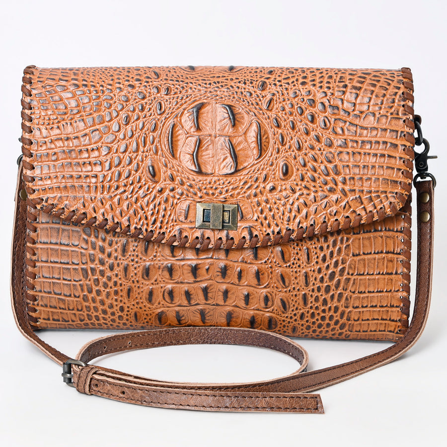 American Darling Women's Coin Purse Crocodile Embossed Genuine Leather Handbag and Ladies bag