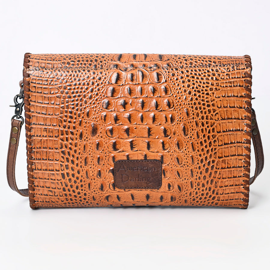 American Darling Women's Coin Purse Crocodile Embossed Genuine Leather Handbag and Ladies bag