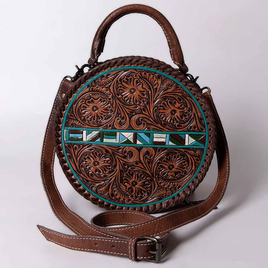 American Darling Women's Canteen Bag Western Hand Tooled Genuine Leather Handbag and Ladies Purse