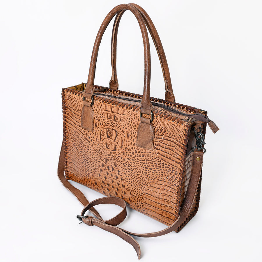 American Darling Briefcase Crocodile Embossed Genuine Leather Western Women Bag Handbag | for Cute Laptop