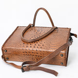 American Darling Briefcase Crocodile embossed Genuine Leather women bag western handbag purse