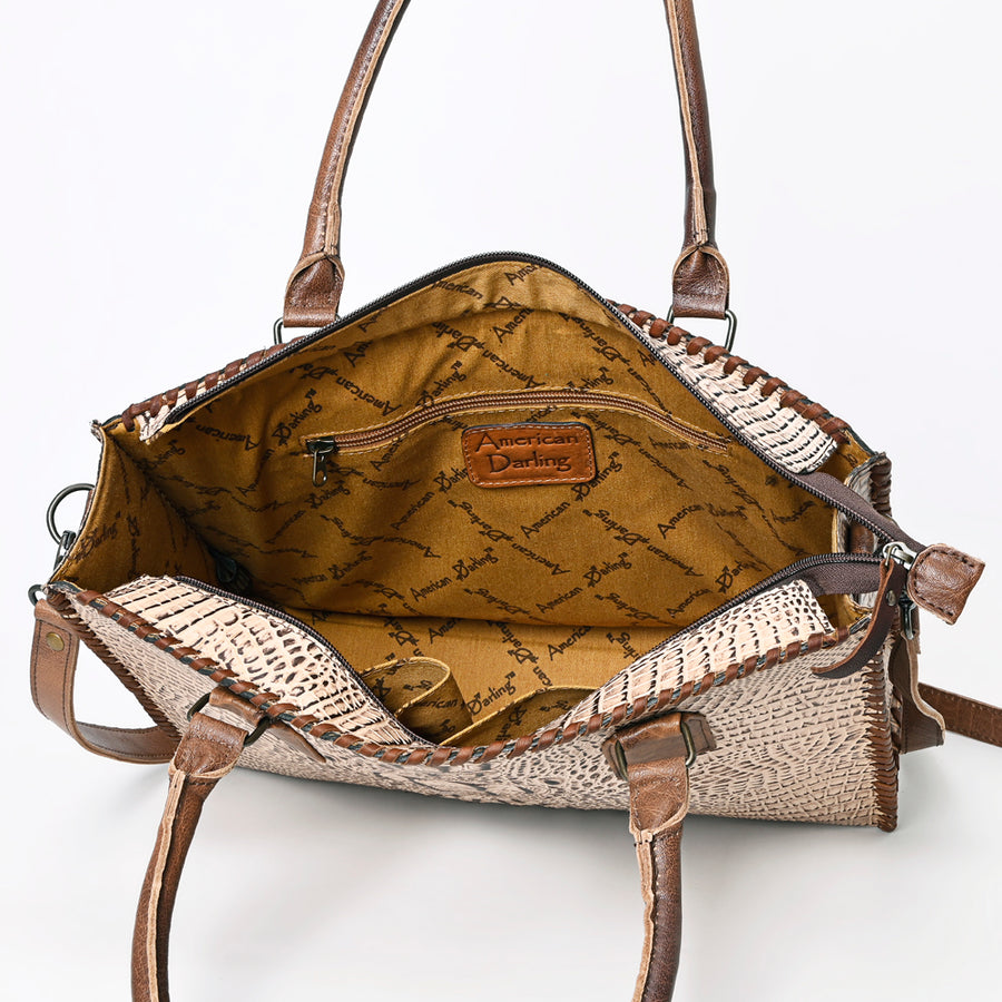 American Darling Briefcase Crocodile Embossed Genuine Leather Western Women Bag Handbag | for Cute Laptop