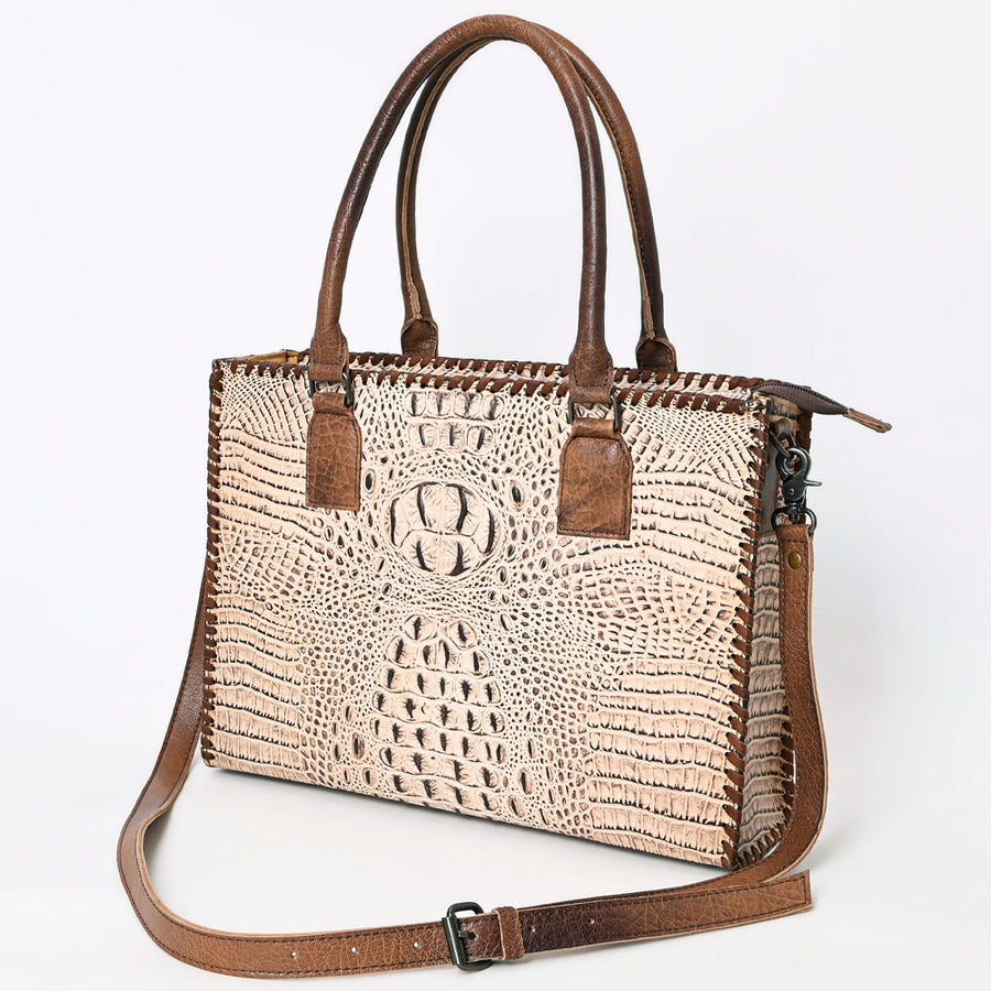 American Darling Crocodile-Embossed Genuine Leather Tote Bag - Western Luxury Handbag - Uhorse