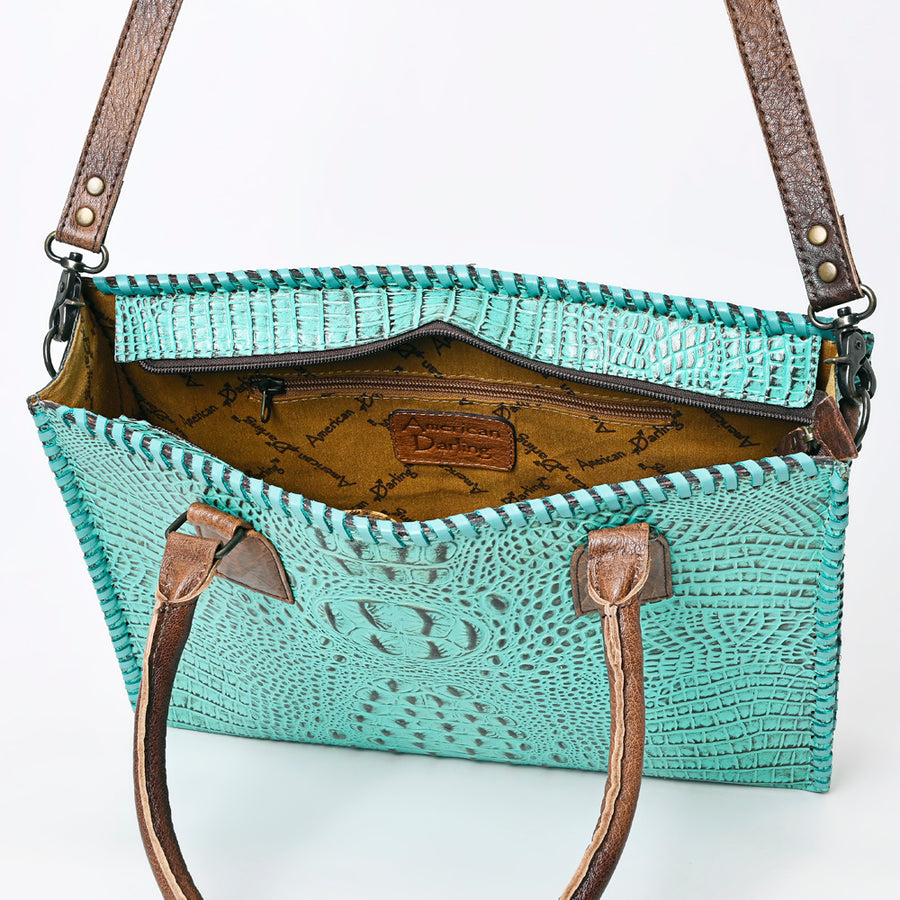 American Darling Briefcase Crocodile Embossed Genuine Leather Western Women Bag Handbag | for Cute Laptop