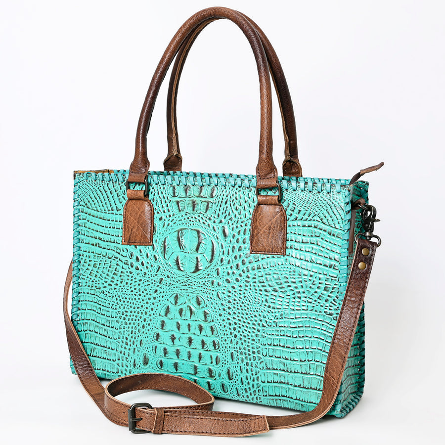 American Darling Crocodile-Embossed Genuine Leather Tote Bag - Western Luxury Handbag - Uhorse